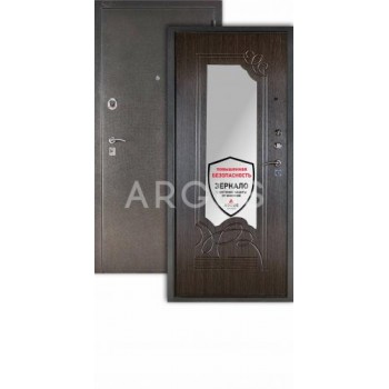 Сейф-дверь  Аргус Люкс ДА-6 Серебро антик/ Венге, рисунок «Ольга» с зеркалом ("система защиты от осколков") 