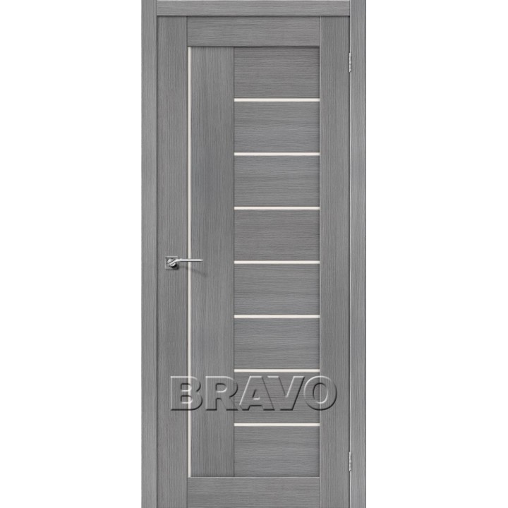 Дверь Браво Порта-29 3D грей, сатинато белое "Magic Fog"